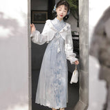 Design Frosting Chinese Wind Improvement Chinese Elements Cheongsam Half Skirt Set 8908