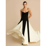 High-End Black And White Style Dress Body Slim Thin Sling Skirt Swing Tall Drag Skirt