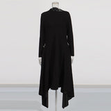 Asian Temperament Elegant Wind Collar Long Sleeve Irregular Dress 2025 New Solid Broad Ass Dress Women Summer