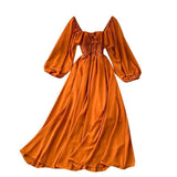 Tender Wind Dress Autumn 2025 New Female Vintage Fangzi Bubble Bubble Sleeve Chiffon Dress DJPT