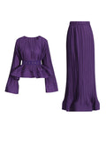 Retro High-End Two Sets Of 2025 Spring New Horn Lotus Side Top High Waist Half-Body Skirt Set