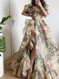 Yellow-Bottomed Colorful Rose Wedding Dress 2025 New Dress Dress Dress Dress HZ0628