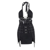 Sexy Body-Cuff Hollow Dress Woman 2025 Summer New Hot Girl Bare Backpack Hip Dress DJPT
