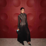 2025 Round-Necked Long-Sleeved Umbrella Dress Inside Lace Dress