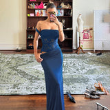 Autumn 2025 New Long Dress Fashion Style Elegant Body Lace Splicing Slinging Dress DJPT