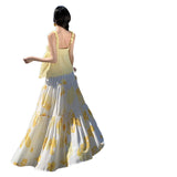 Style Beach Skirt Casual Temperament Hanging Neck Top Two Sets + Print Long Skirt Set