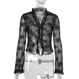 Autumn 2025 New Fashion Spice Girls Sexy Lace Tie Tie Shirt Girl DJPT