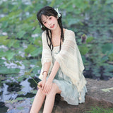 Design Haiyan Girl Chinese Style Improvement Han Element Women's Shawl Sling Skirt Set 7131