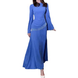 Women's Autumn Collar Long-Sleeved High-Waisted Escoating With Thin Dress