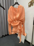 Dress 2025 Spring And Summer New Loose Long-Sleeved Sexy T-Shirt With Ribbon Dress Woman