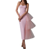 Summer Women's Dinner Dress Dress High Bullµ¯ Pressed Net Yarn