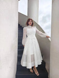 Early Spring Luxury Diamond Collar Lantern Sleeve Single Buckle Temperament Dress Dress Dress