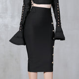 And Winter New Waist Slim Half Skirt Fashion Slit Buckle Long Skirt Slim Bandage Nepotism