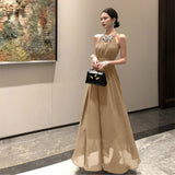 Temperament Famous Heavy Industry Birthday Annual Dress Dress Senior Purple Shoulderless Sleeveless Hanging Neck Dress Woman