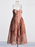Wind Sling Skirt 2025 Summer New Sleeveless Chest Leopard Print Waist Dress Dress Dress Dress Woman
