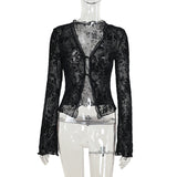 Autumn 2025 New Fashion Chiffon Shirt Small Fragrant Temperament Laded Horn Sleeve Top Woman DJPT