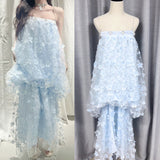 New Blue Flower Mesh Yarn Sling Skirt Super Fairy Fashion Age Reduction Dress