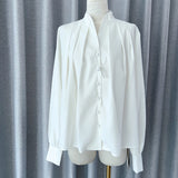 Zhao Sanguan Elegant Collar White Shirt Single-Drace Commuting Top 2024 New