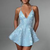 Summer 2025 New Women's Clothing Temperament Sexy Body-Body Deep VA Dress Dress Woman DJPT