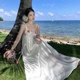 Suspension Dress Women's Summer 2024 New Small Design Sensational Tea-Smited Long Dress
