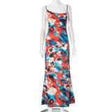 Women's Sling Color Printed Iron Buckle Detonation Folding Skirt DJPT