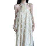 New Morning Robe Super Fairy Flower Showback Dress Elegant Loose Hanging Neck Dress