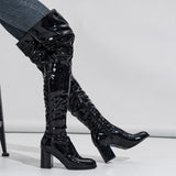 Boots 2025 Autumn High Boots Round Head Folded Thick And Black Over-Knee Pile Boots High Quality Shoes