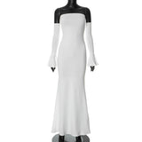 Women's Breasted Fishtail Sleeves To Repair Height Waist Dress DJPT