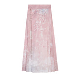 Design Fell Cherry Set Hanfu Women's Chinese Style Improvement Han Element Cloud Shoulder Shirt Half Skirt Set 9198