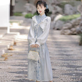 Design Frosting Chinese Wind Improvement Chinese Elements Cheongsam Half Skirt Set 8908