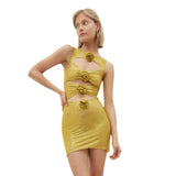 Explosive Sexy Flashy Star Dress Dress Flower Hollow Bag Hip Dress