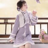 Design New Purple Cloud Rabbit Han Dress Women's Clothing Mane Dress Suit Autumn And Winter 8567