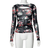 Women's Summer 2024 New Solid Color Long Sleeve Bottom Net Slamm Slamm An Empty Top DJPT