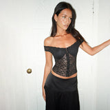 Spring 2025 New Women's Clothing Street Style Personality Hottie Sexy Shoulder Lace Top DJPT