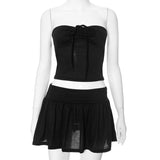 Women's Spring 2024 New Sleeveless Rolled T-Shirt Spice Girl Dress Set DJPT