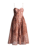 Wind Sling Skirt 2025 Summer New Sleeveless Chest Leopard Print Waist Dress Dress Dress Dress Woman