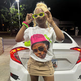 Basic Round-Neck Portrait Print Short-Sleeved T-Shirt Girl Summer Bhuff Loose Casual Top DJPT