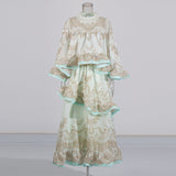 French High-End Heavy Industry Lotus Leaf Design 2025 Summer New Shirt Skirt Print Set Woman