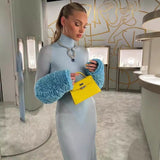 Autumn And Winter Women's Dress Fashion High-Necked Long Sleeves Slimming Dress