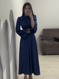 2025 New Waist Display Thin Strap Solid Color Long Sleeve Dress Design Dress Dress Dress Woman