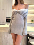 Spring And Summer New French Gentle Word Knitted Dress Temperament Sexy Waist Thin Bag Hip Skirt