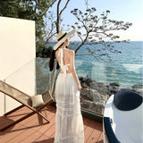 Pure Hottie Style V-Neck Hanging Neck Lift Sling Lace Skirt Two Sets