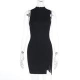 Spring 2025 New Short Dress Famous Style Temperament Sexy Solid Foundation Open Vest Dress DJPT
