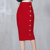And Winter New Waist Slim Half Skirt Fashion Slit Buckle Long Skirt Slim Bandage Nepotism