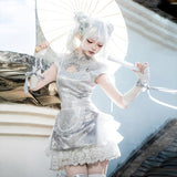 Teased Original Silver Moon Lolita Female Lolita Apron Trouser Dress Everyday Cute Set 7126