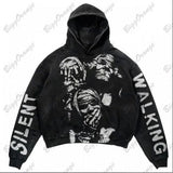 Fashion Vintage Skull Print Hoodie Y2k Couple Street Hoodie DJPT