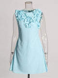 Temperament Fashion Style Dress 2025 New Design Feel Handmade Flowers Decorated Solid Color Sleeveless A Skirt