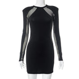 Women's 2025 Autumn And Winter New Long-Sleeved Splicing Perspective Hottie Dress DJPT