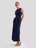 Summer New Temperament Sleeveless Round Collar Knitted Dress