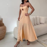 New Women's Fashion Casual Stew Hollow Bare Back Solid Color Sling Skirt